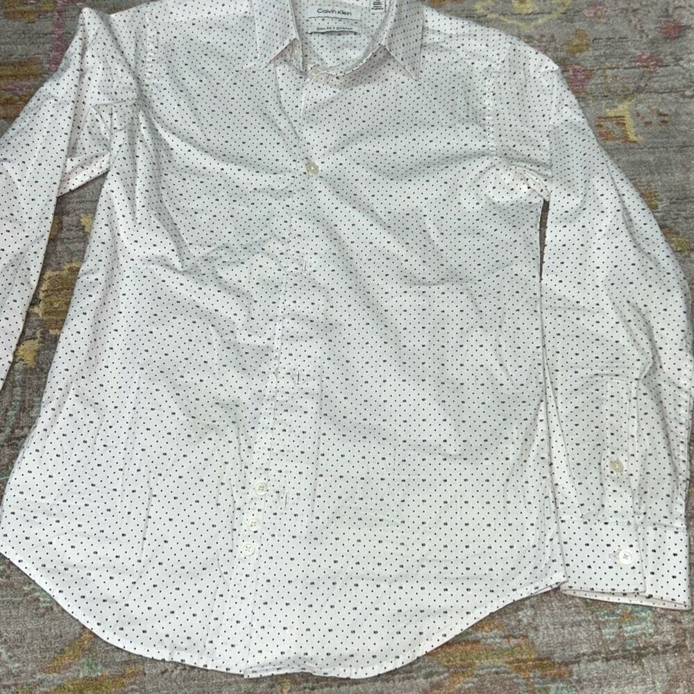 Calvin Klein logo slim dress button down sz 12